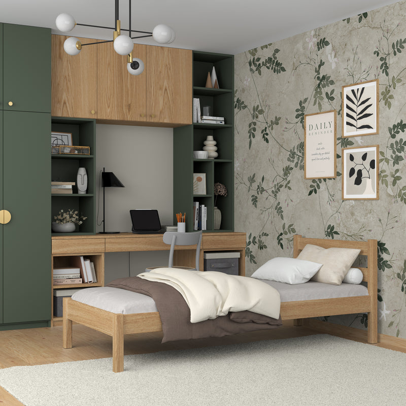 Einzelbett aus Eiche natur – Kinderzimmer, Massivholz, Scandi-Stil
