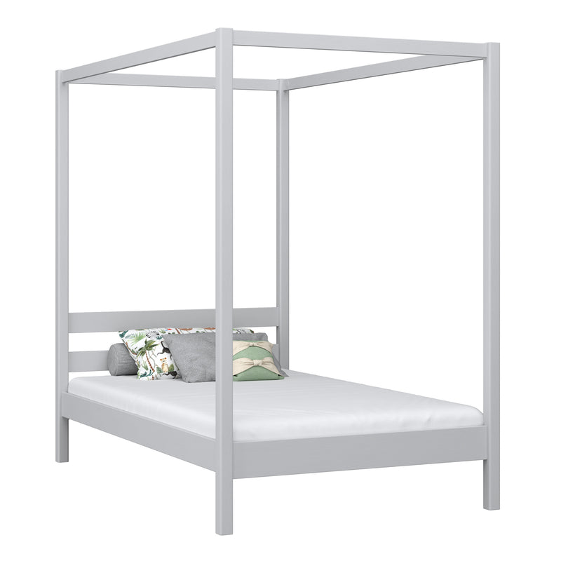 Himmelbett aus Holz, Grau – Kinderzimmer, skandinavischer Stil Nizio