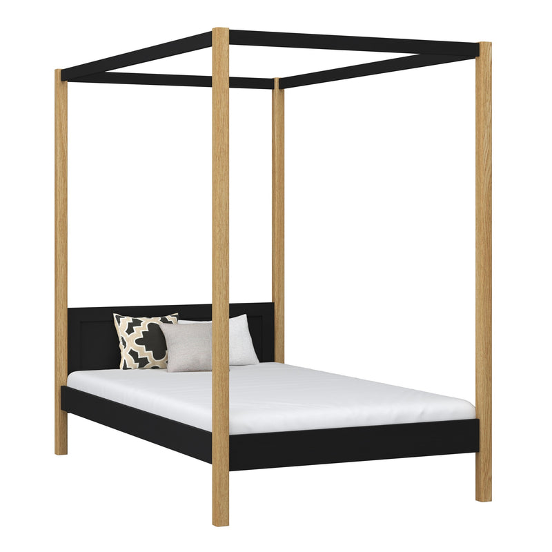 Himmelbett aus Holz, Schwarz-Eiche – Kinderzimmer, skandinavischer Stil Nizio