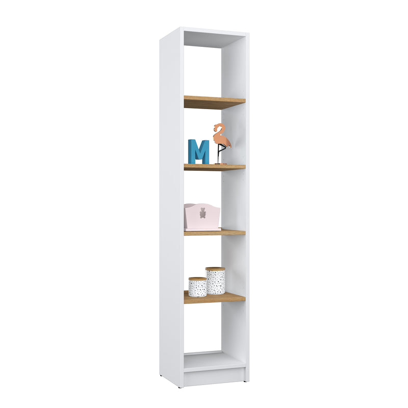 Regal Holz Weiß-Eiche – Wohnzimmer und Arbeitszimmer, Massivholz, skandinavischer Stil Nizio