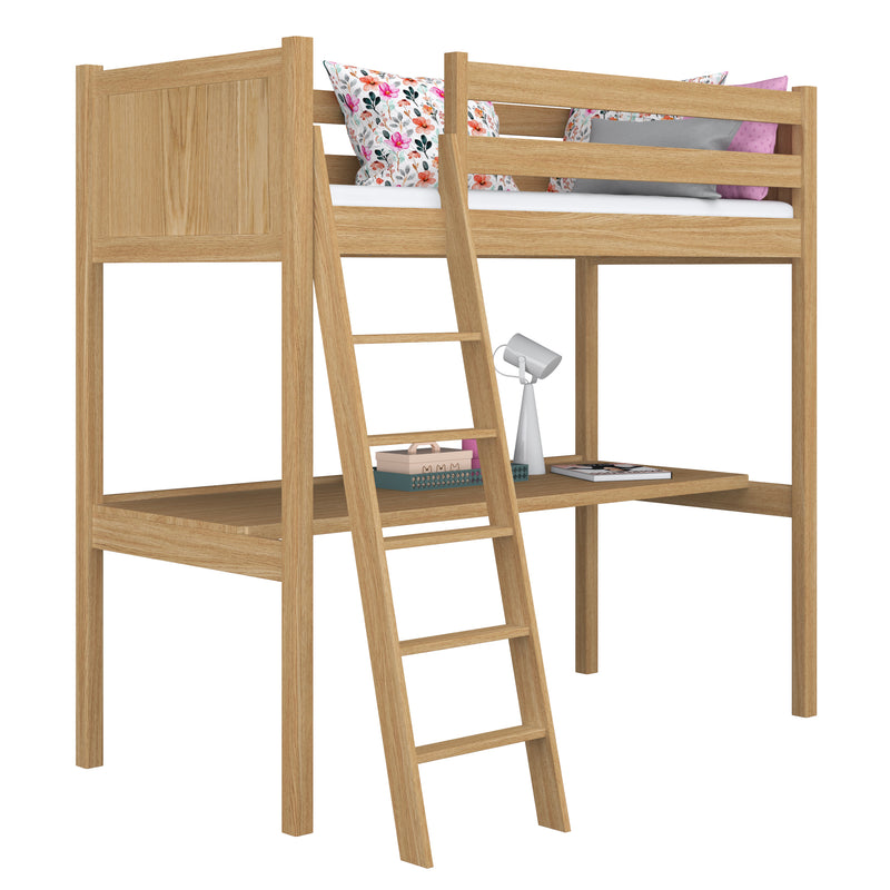 Oak Loft Bed with Desk Natural Oak – Children’s Room, Scandi Nizio
