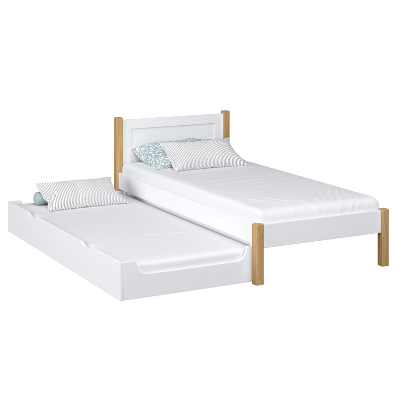 Bett mit Schublade für Matratze Holz weiß-eiche – Kinderzimmer, scandi Nizio