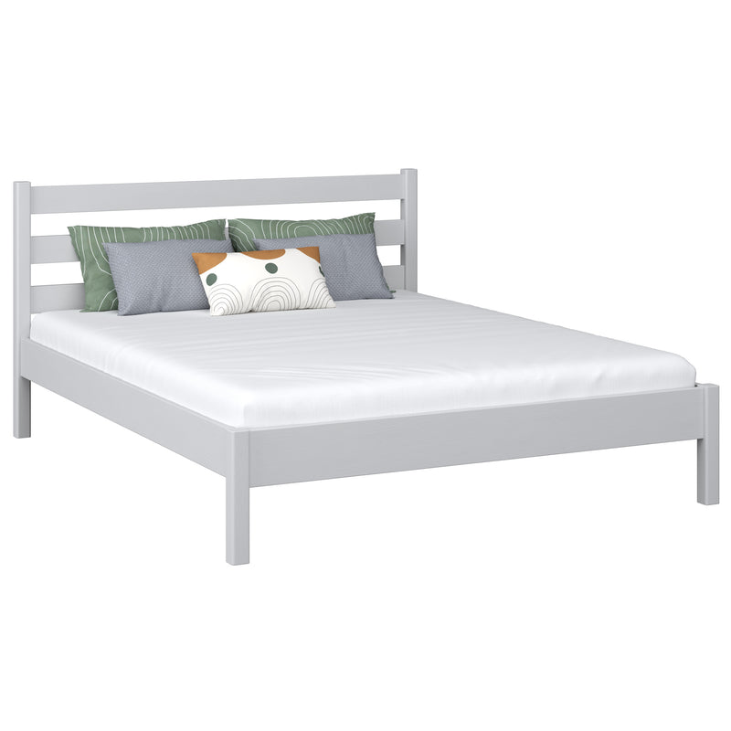 Holz-Doppelbett N01 Grau – Gesamtansicht, massives Kiefernholz
