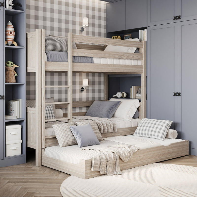Oak Bunk Bed with Mattress Drawer Bleached Oak – Scandi Children’s Room