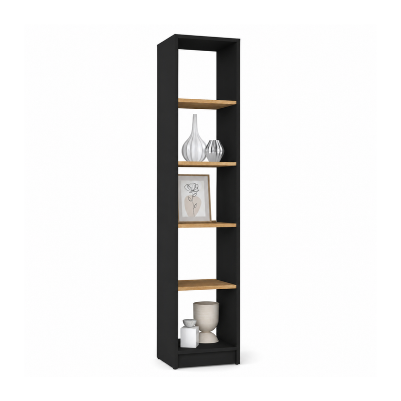 Étagère N01 en bois noir-chêne