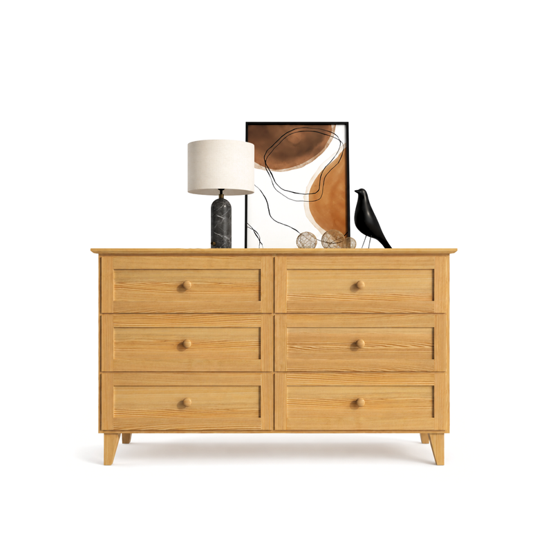 Commode z 6 tiroirmi en pin pin naturel 154 cm – chambre, style scandinave