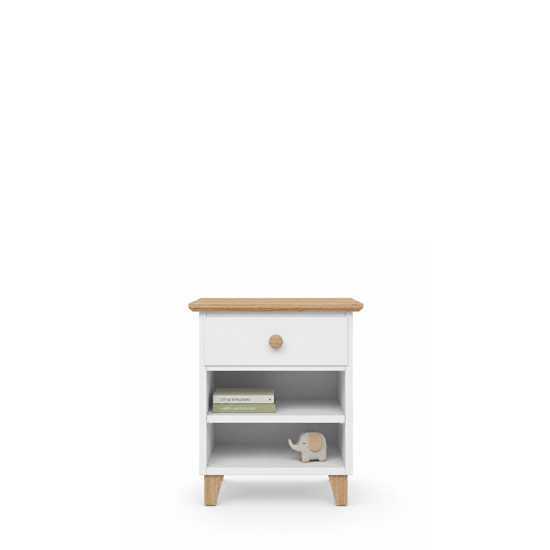 Table de chevet 1S N02 Scandi en bois blanc / chêne naturel