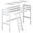 Loft bed grey – wooden posts and joints, close-up on quality