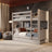 Grey Bunk Bed with Mattress Drawer – Safety Rail, Wooden, Nizio Home