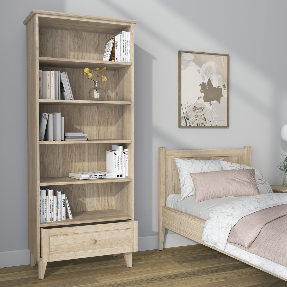 Étagère 1S 80 Scandi en chêne chêne blanchi
