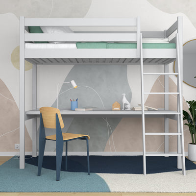 Grey Wooden Loft Bed with Desk – Children’s Room, Scandi Nizio