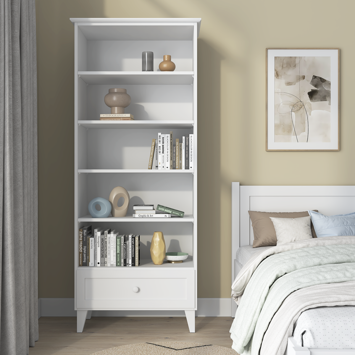 Holzregal 1S 80 Scandi weiß