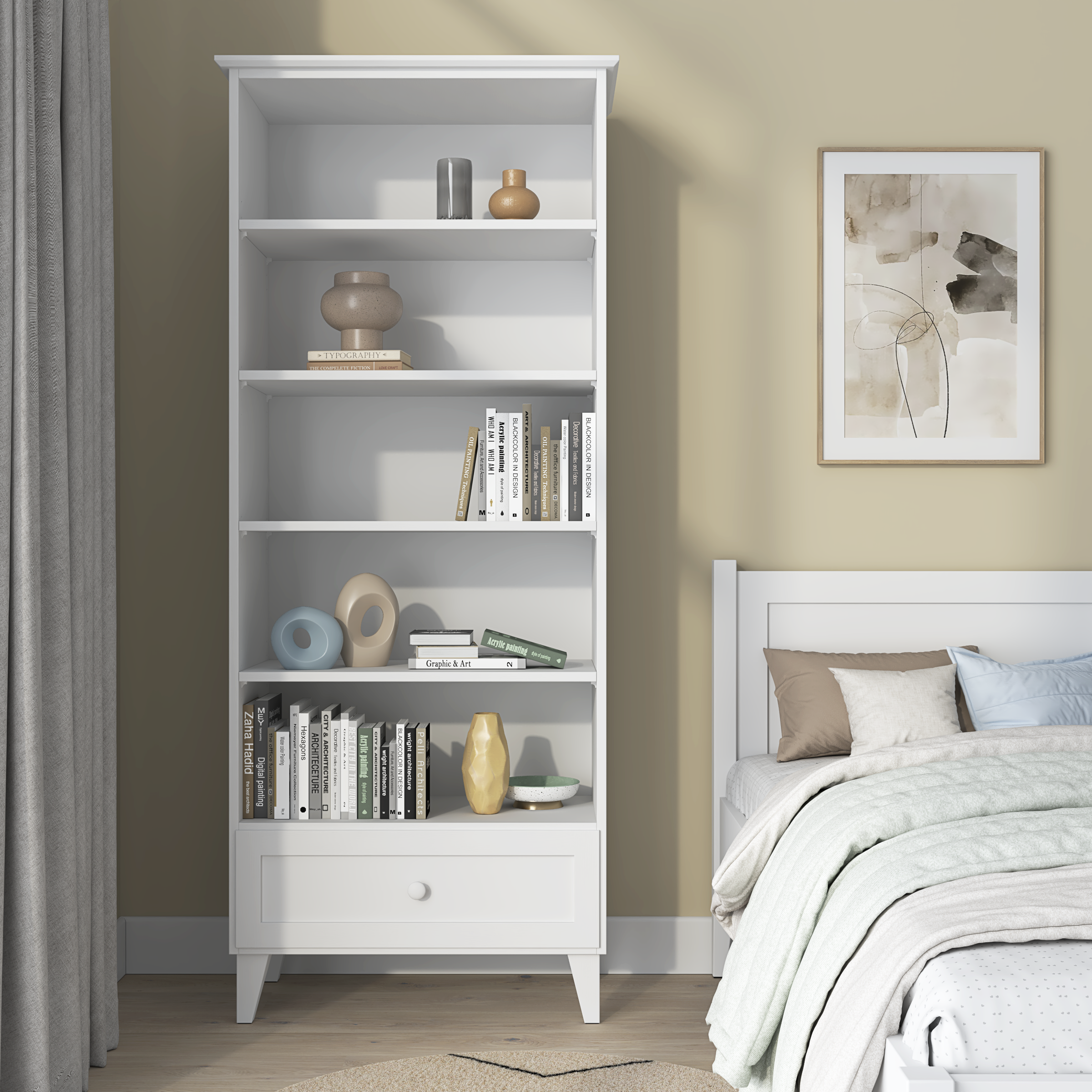 Holzregal 1S 80 Scandi weiß