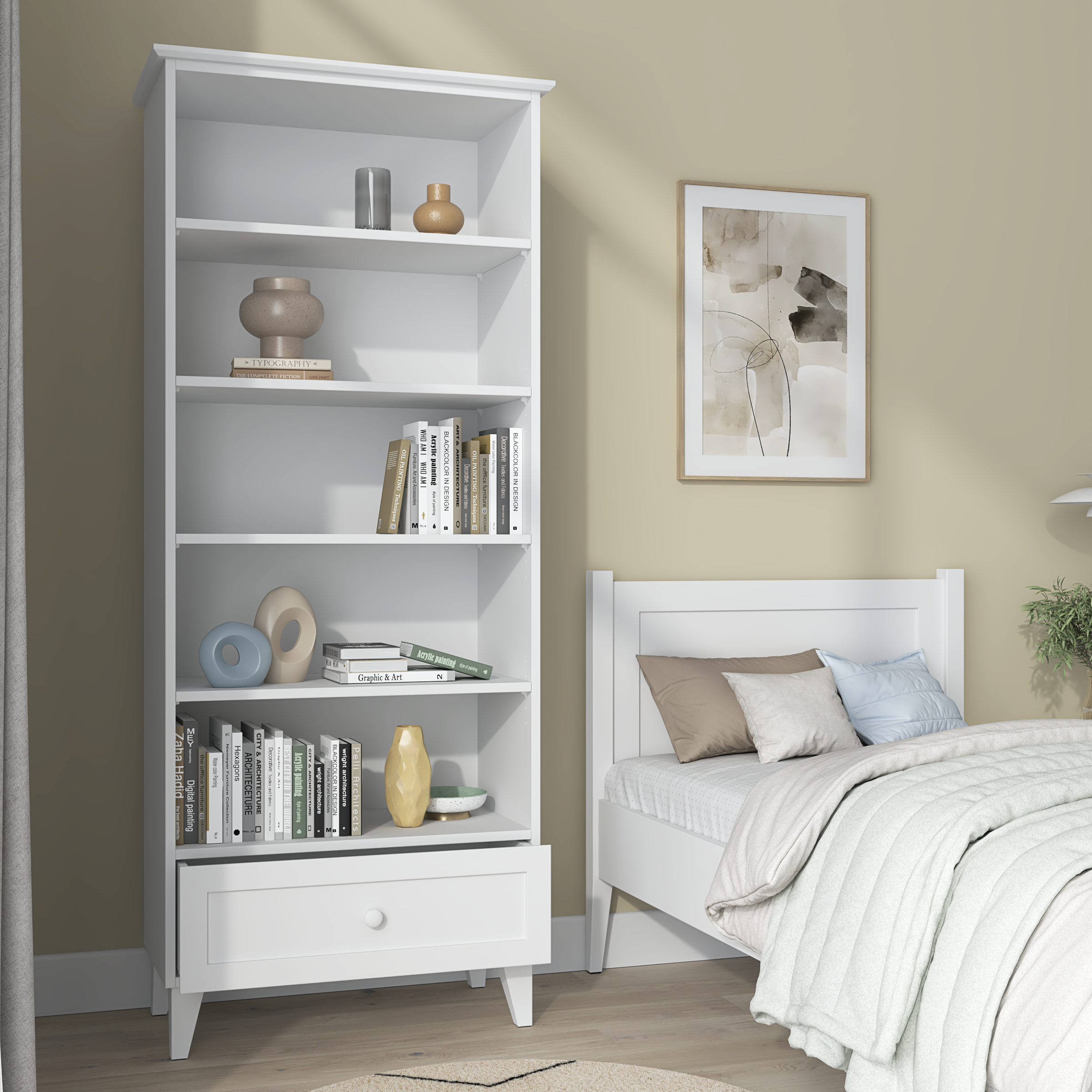 Holzregal 1S 80 Scandi weiß