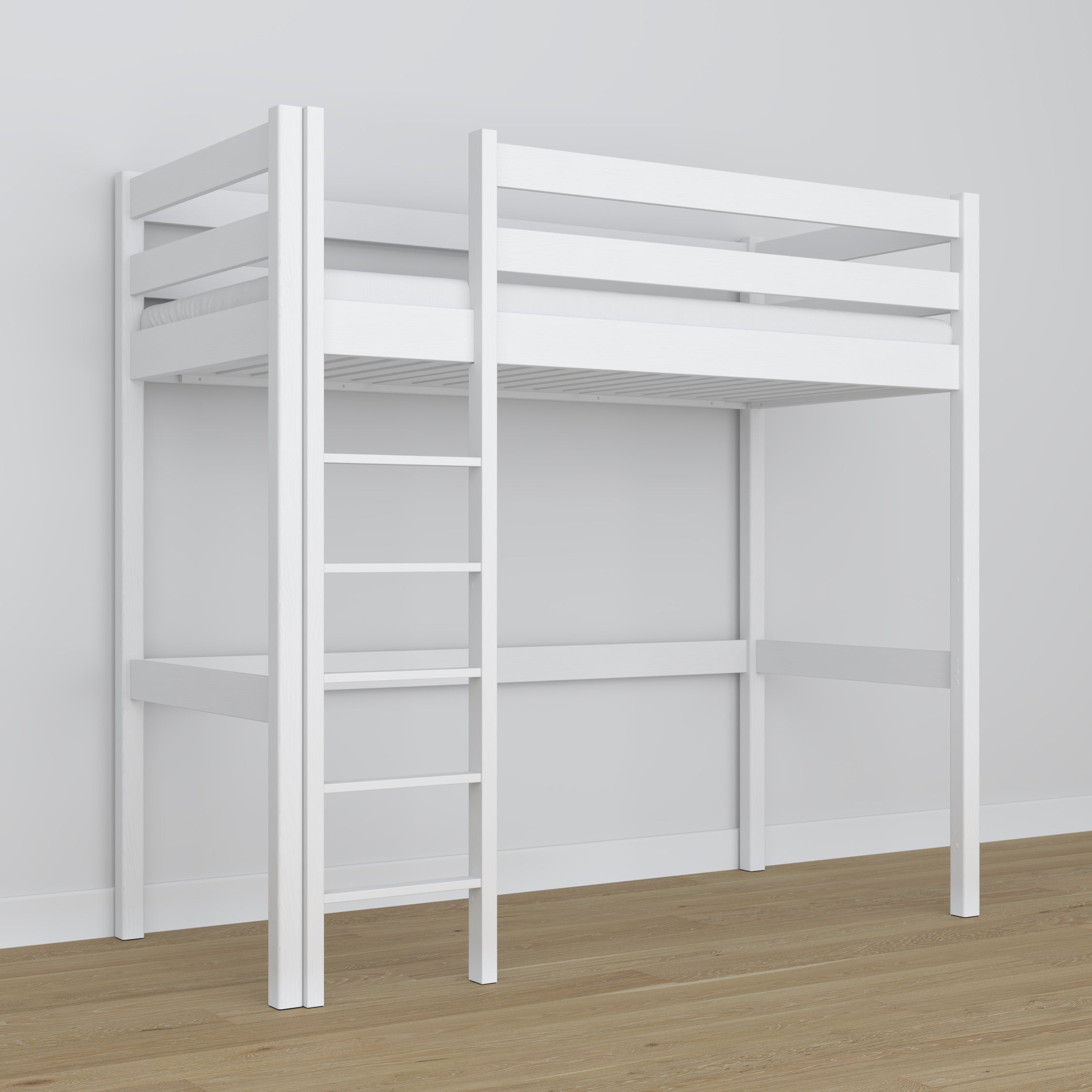Hochbett weiß aus Holz – Maße und Schema, Nizio