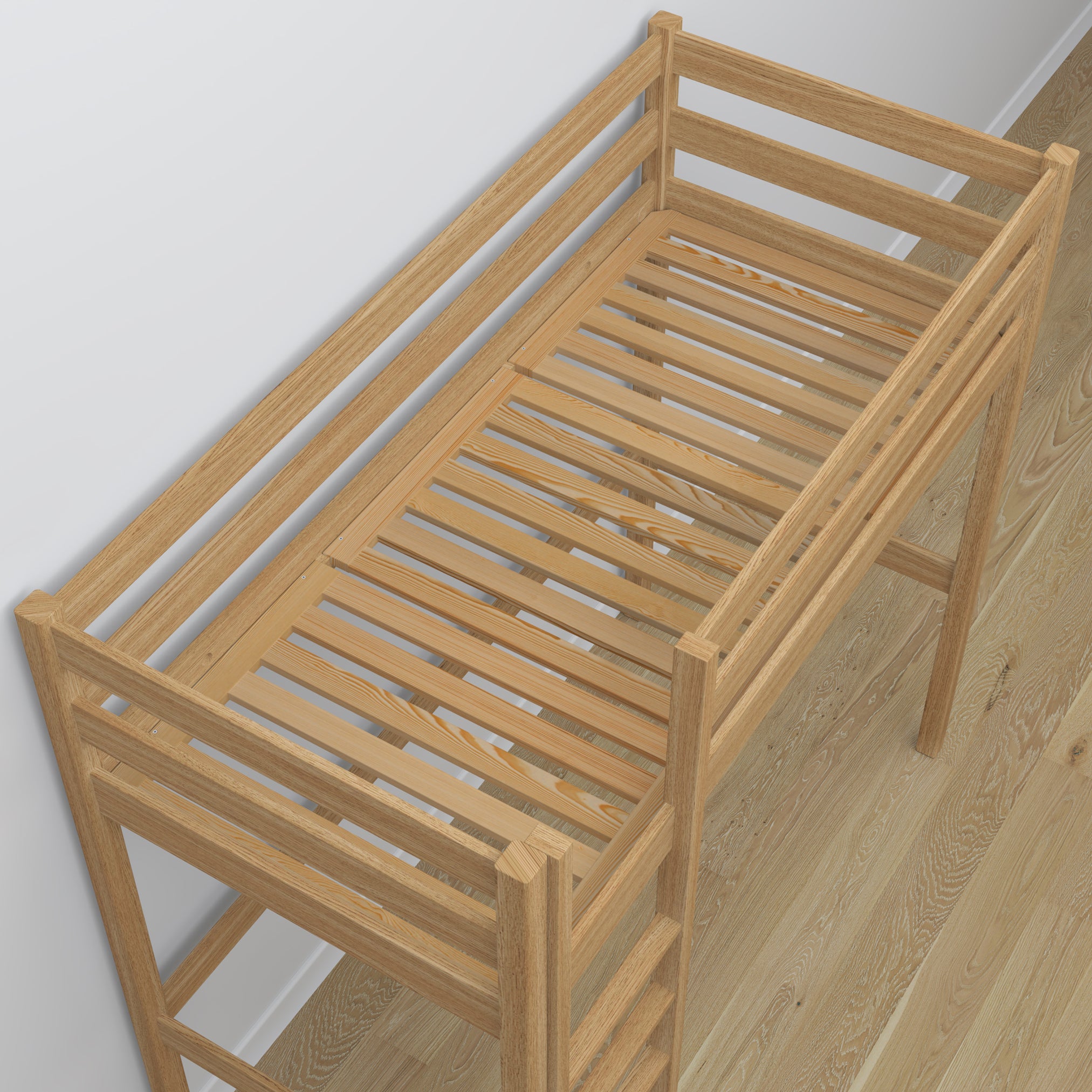 Oak Loft Bed with Desk Natural Oak – Ladder and Joint Details