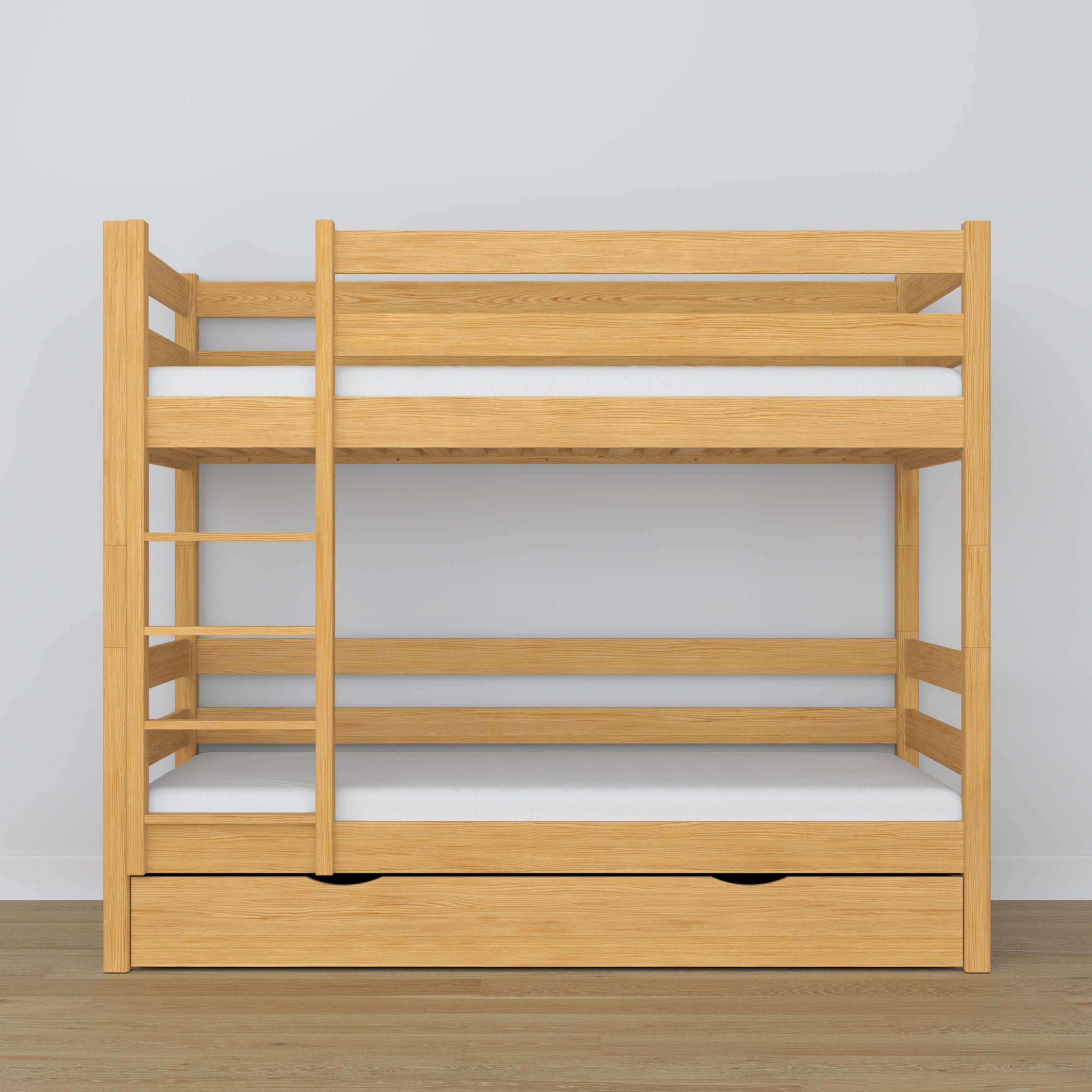 Natural Pine Wooden Bunk Bed – Ladder and Joint Details, Children’s Room
