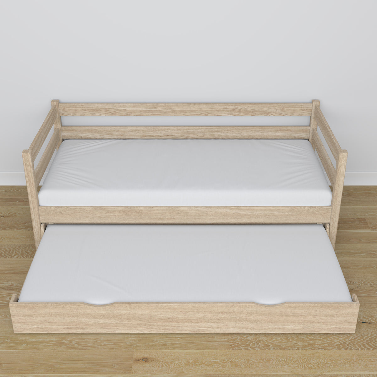 Sofabett mit Schublade für Matratze gebleichte Eiche aus Eichenholz – Maße, Nizio