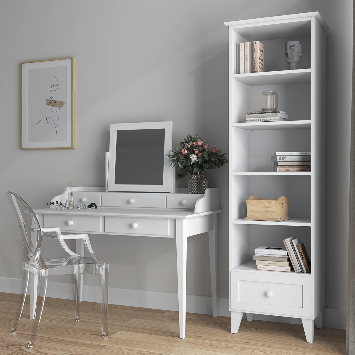 Étagère 1S 57 Scandi en bois blanc
