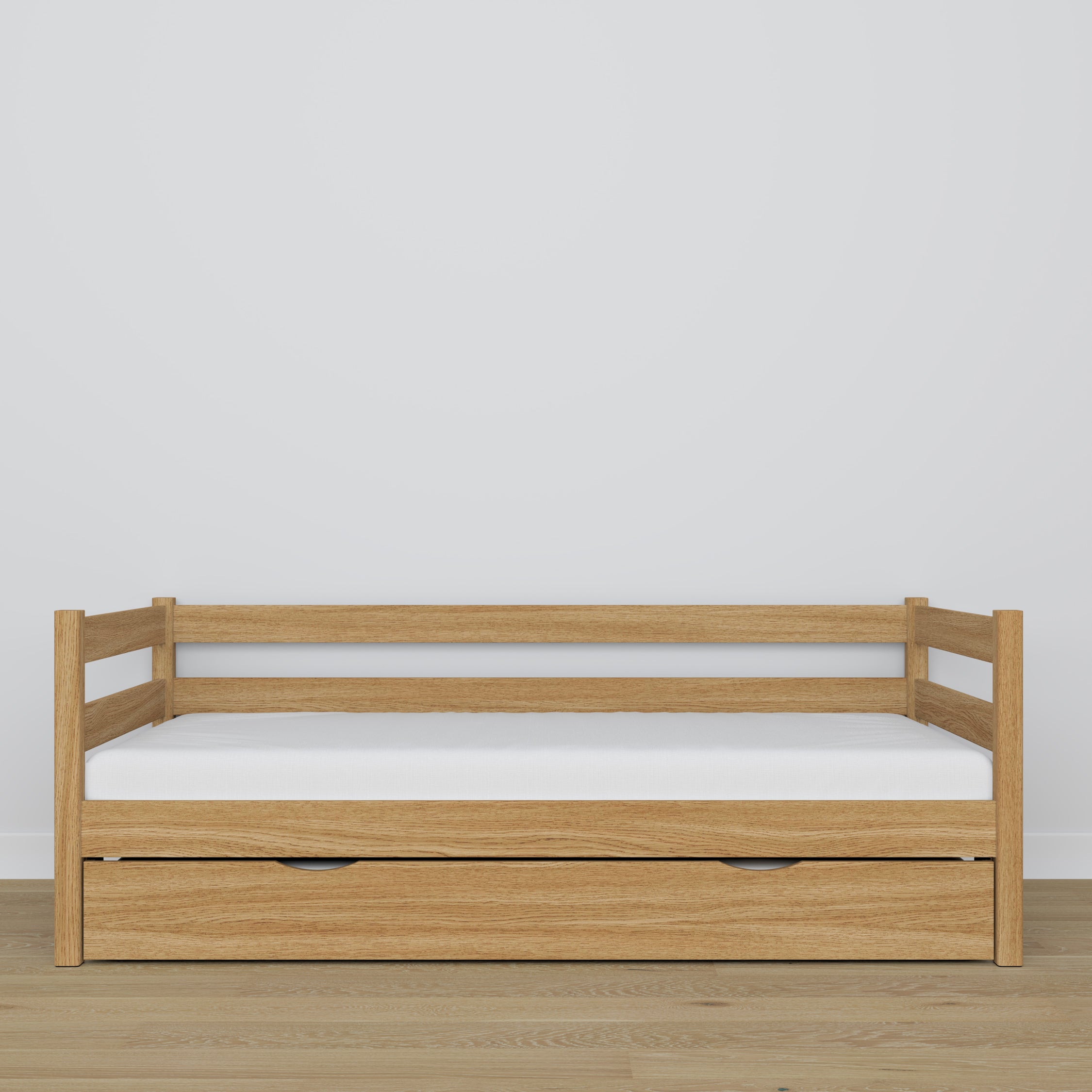 Sofa-lit avec tiroir pour matelas chêne naturel en chêne – dimensions, Nizio