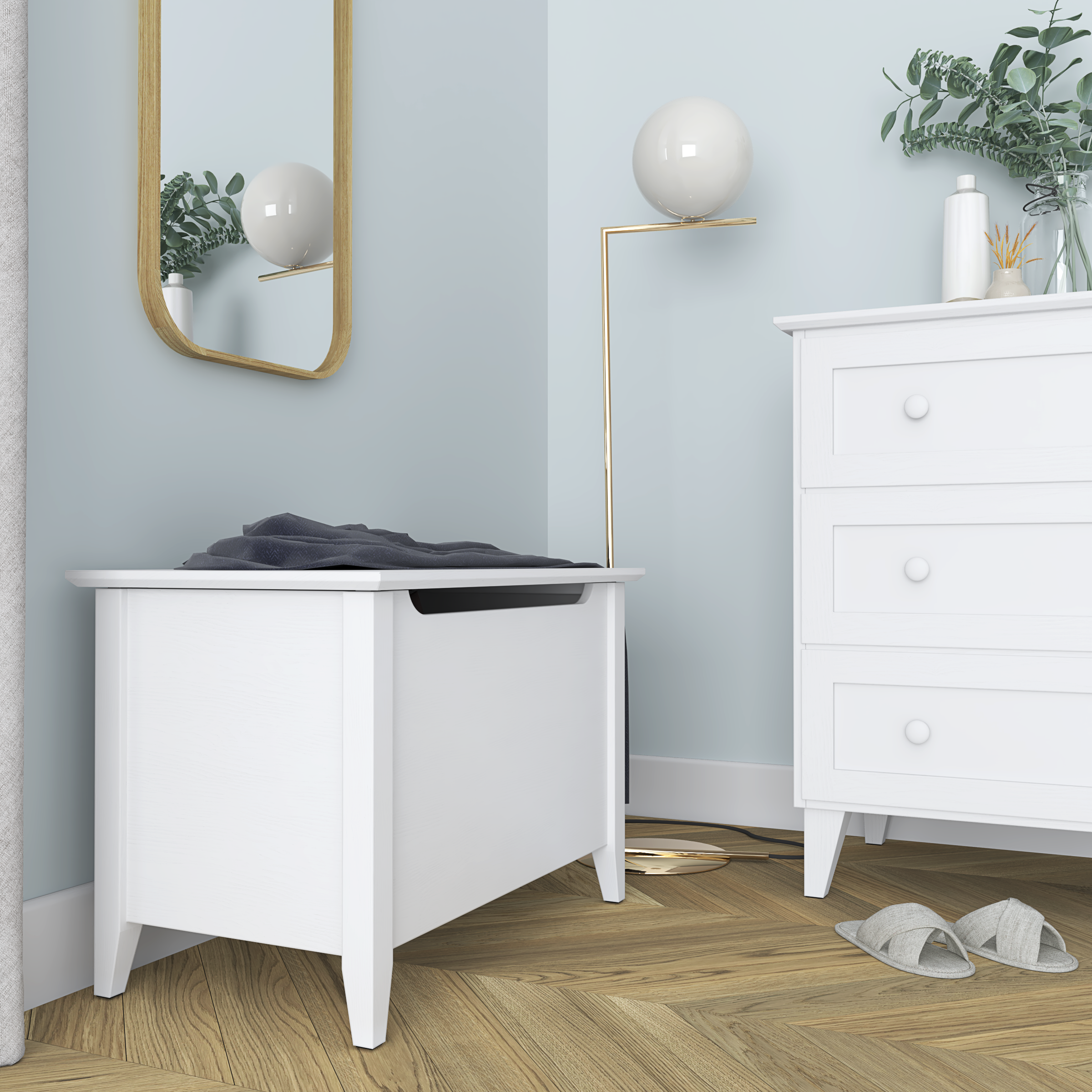 Coffre Scandi en bois blanc