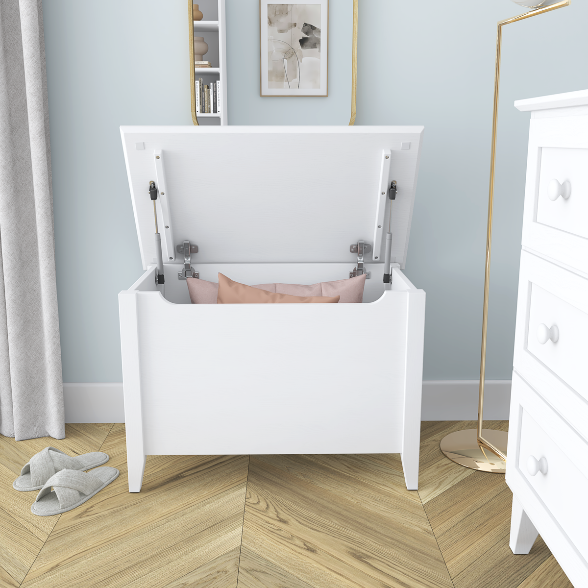 Coffre Scandi en bois blanc