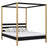 Double bed with canopy black and oak – wooden slatted frame and slats, Nizio