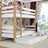 White and Oak Wooden Bunk Bed – Ladder, Rails, Drawer for Extra Mattress