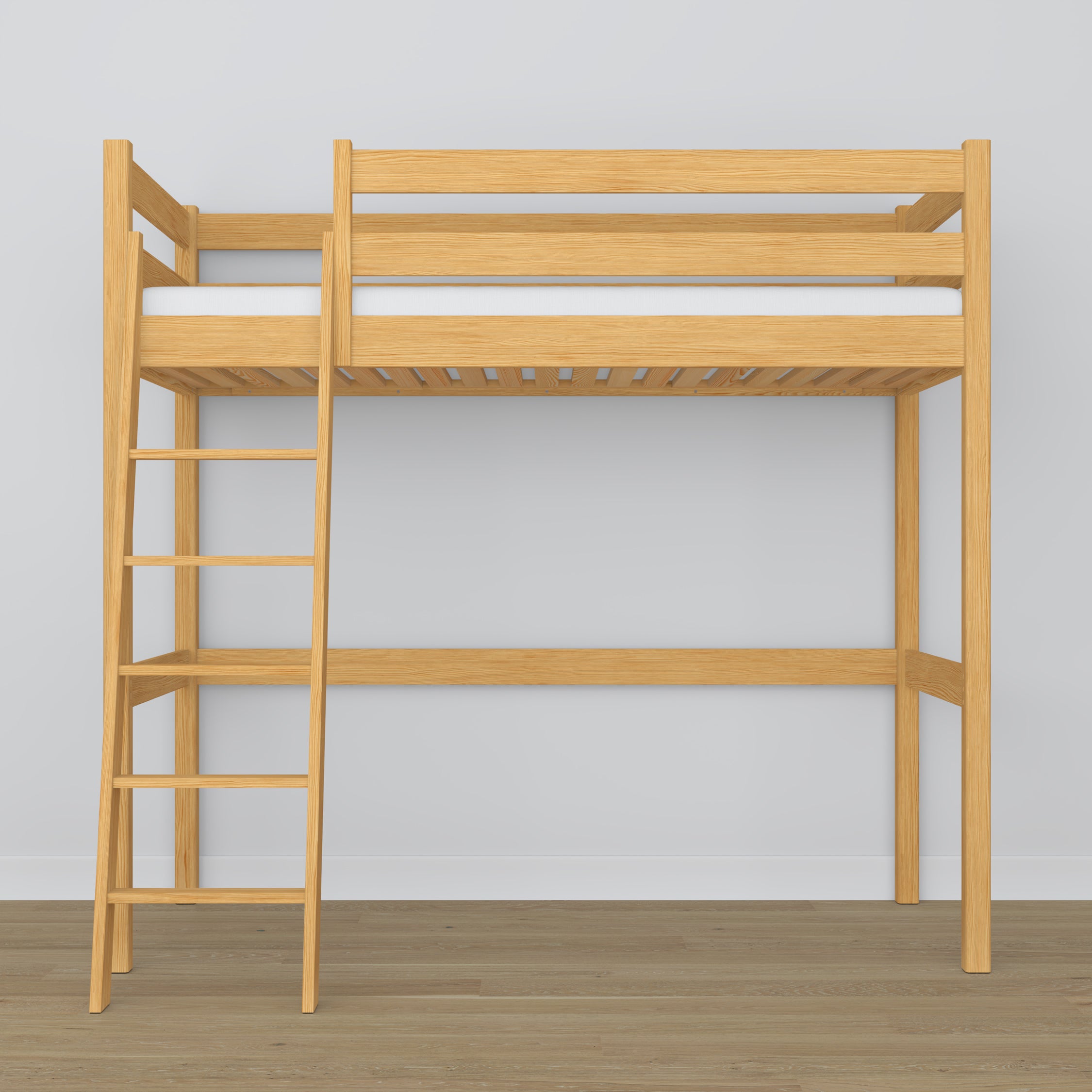 Natural Pine Wooden Loft Bed – Ladder and Joint Details, Nizio Home