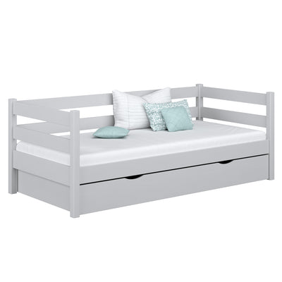 Sofabett mit Schublade Holz grau – Kinderzimmer, scandi Stil Nizio