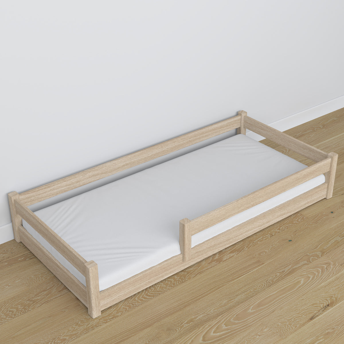 Low Bed Oak Bleached Oak – Angled View, Bedroom
