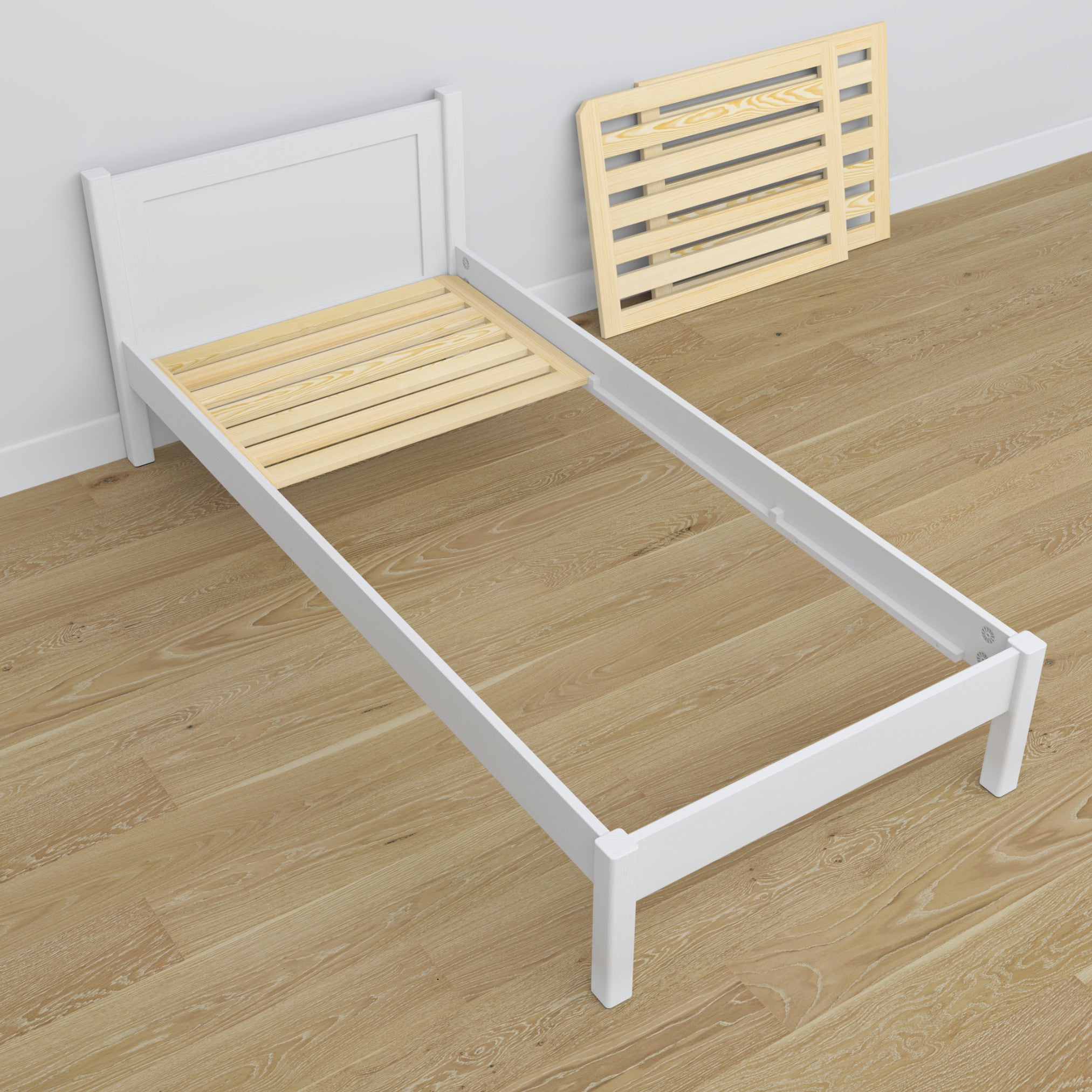 Lit avec tiroir pour matelas blanc en bois – dimensions, Nizio