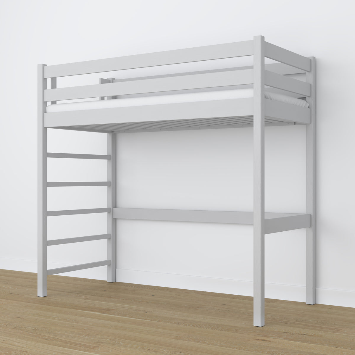 Hochbett Grau aus Holz – Maße und Schema, Nizio