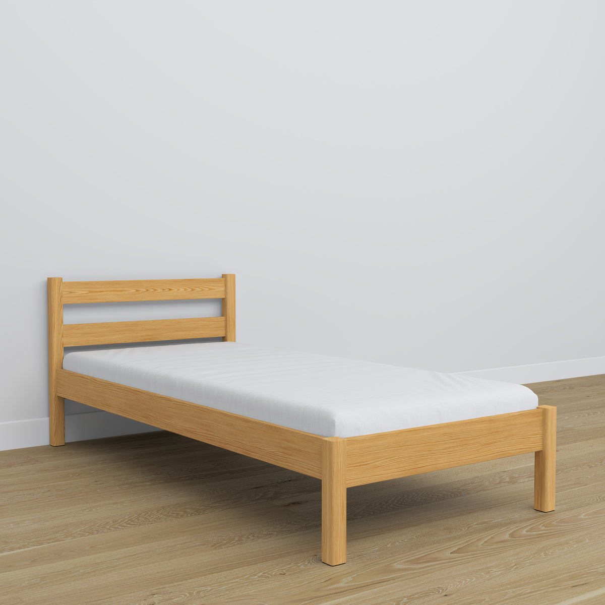 Lit simple en bois pin naturel – détails des assemblages et du bois, Nizio Home