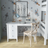 Bureau 3S en bois blanc – tiroirs ouverts, rangements pour documents