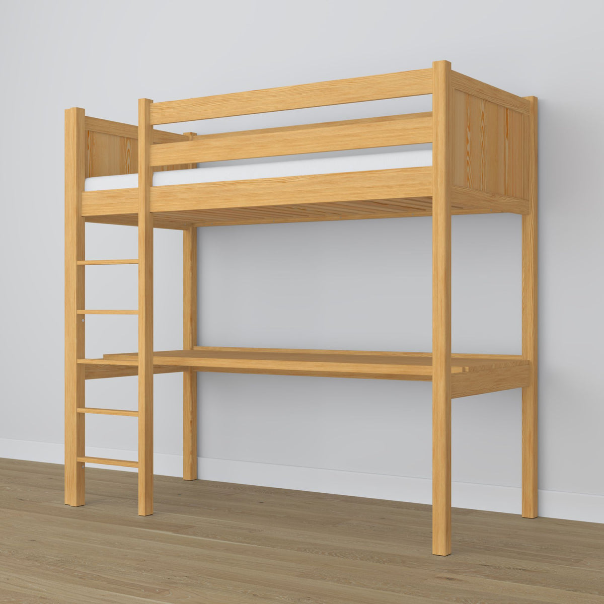 Lit mezzanine pin naturel – bureau en bois pod chambre, chambre d'enfant scandinave