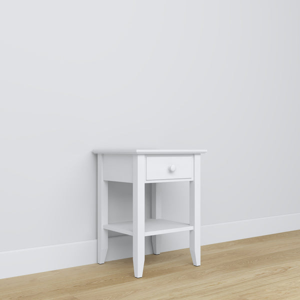 Szafka nocna N01 biały – drewniane, widok frontalny, Nizio Home