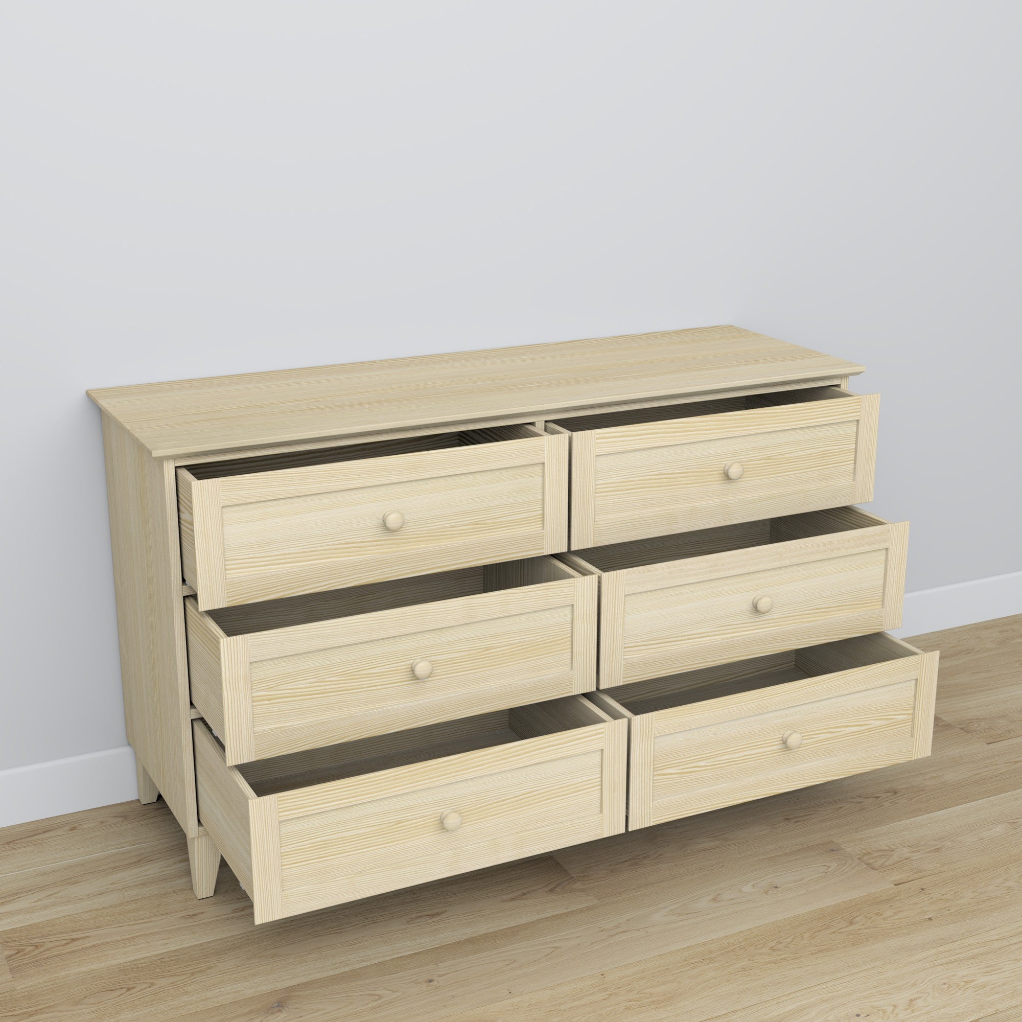 Commode 6S pin incolore en pin – vue de côté, profondeur i profil