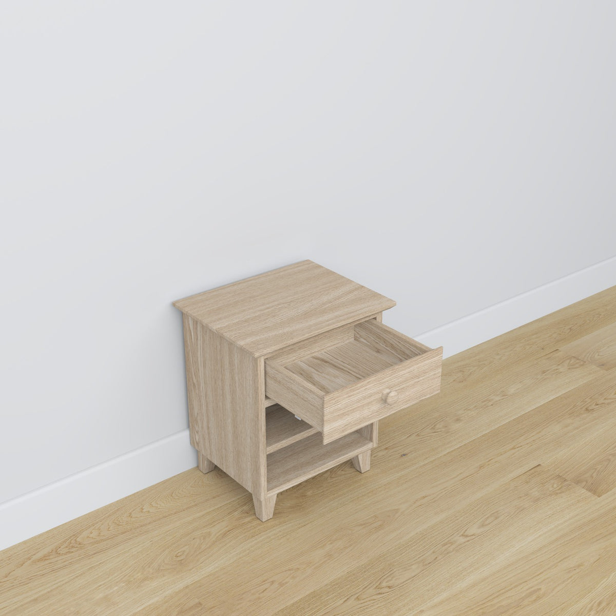 Table de chevet N02 chêne blanchi en chêne – vue de côté, Nizio Home