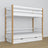 White and Oak Bunk Bed – Wooden Slatted Frame, Side View