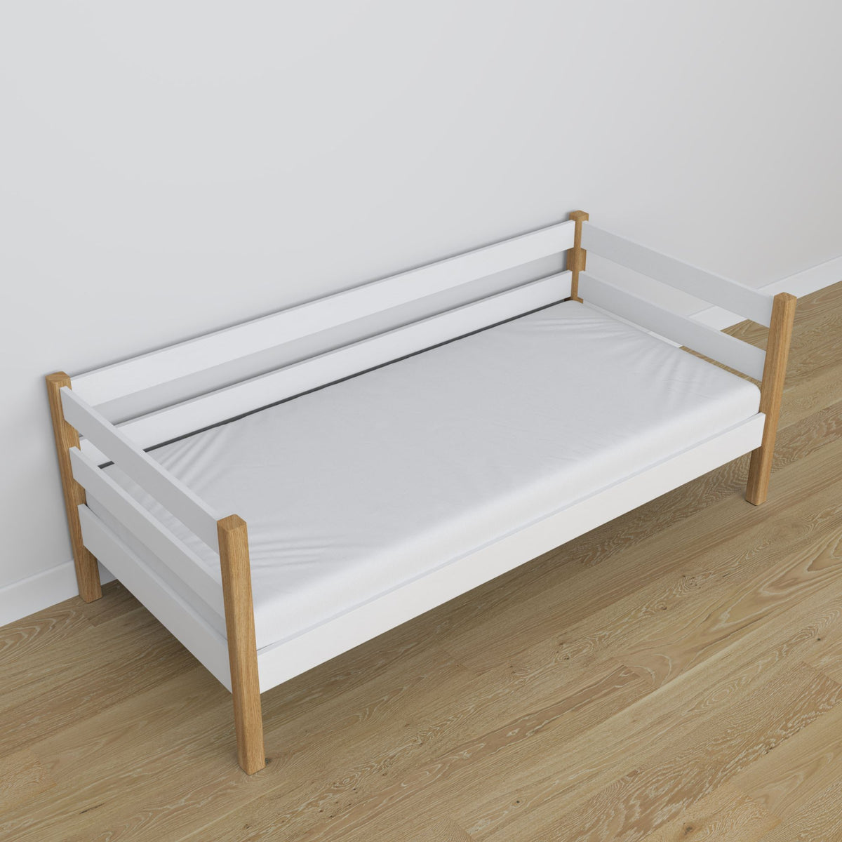 Sofa-Bett weiß-Eiche aus Holz – Maße und Schema, Nizio