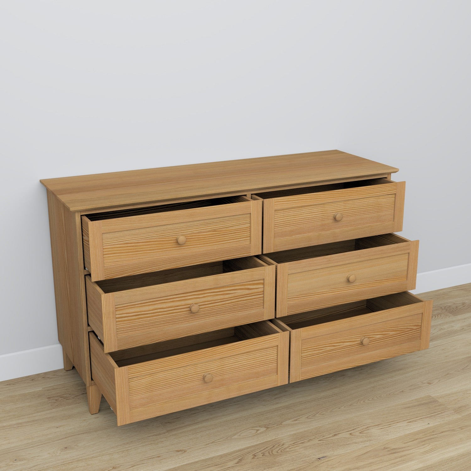 Kommode 6S Kiefernholz Naturkiefer 154 cm im Schlafzimmer – skandinavische Einrichtung