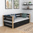 Sofa-Bett schwarz-Eiche mit Schublade für Matratze – Holz, Nizio Home