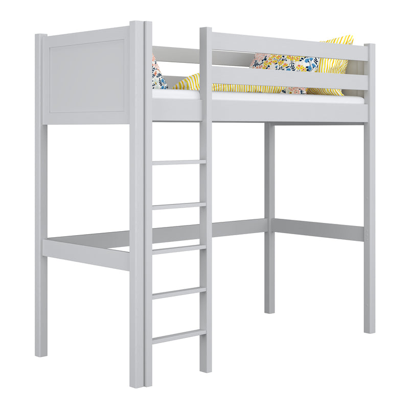 Hochbett aus Holz grau – Kinderzimmer, Massivholz, Scandi-Stil