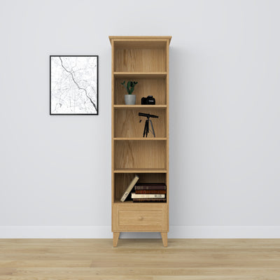 Bookcase with drawer oak natural oak 57 cm – living room and office, Scandinavian style