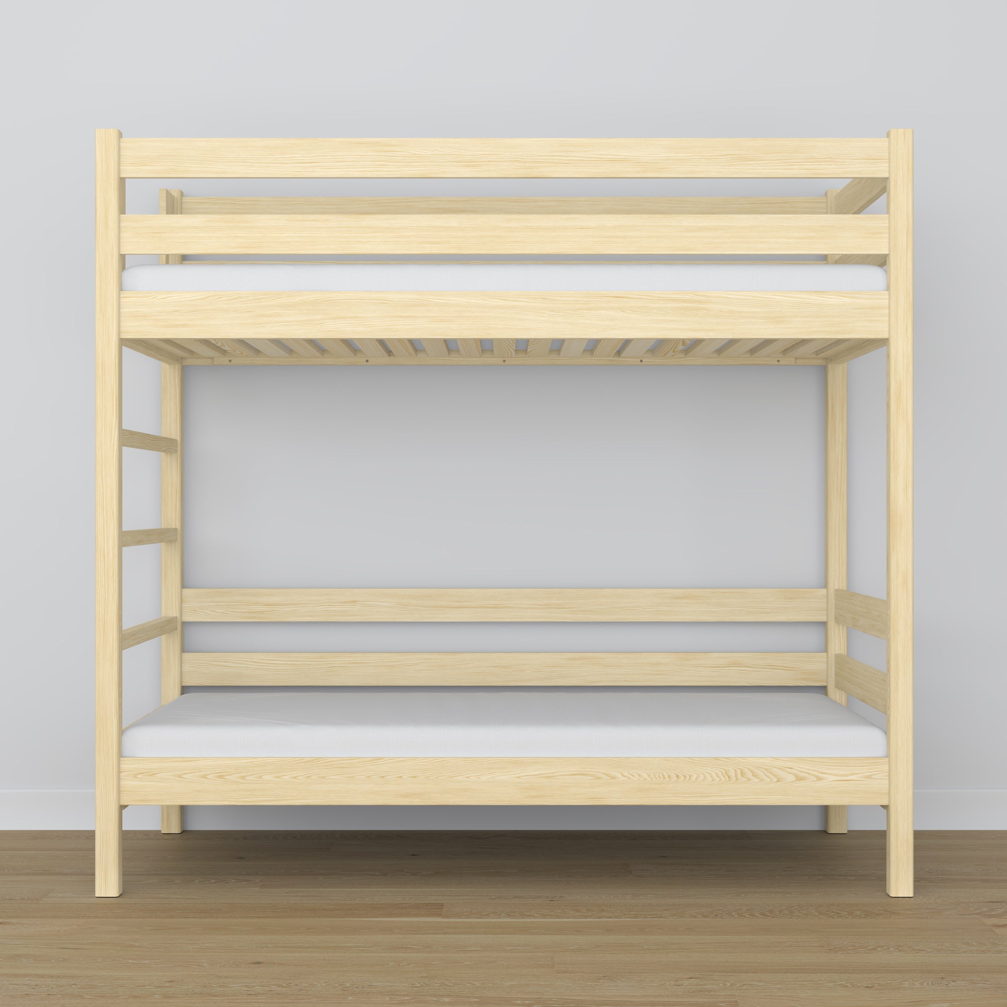 Clear Pine Wooden Bunk Bed – Slatted Frame, Durable Joinery Joints