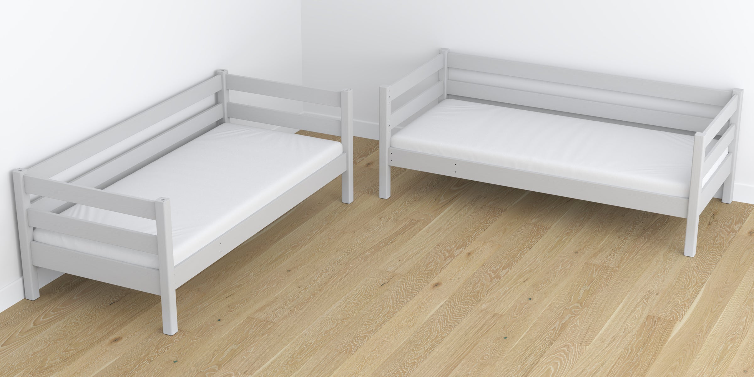 Lit superposé en bois gris z tiroir – décoration de chambre d'enfant scandinave