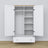 Armoire 2D1S blanc avec chêne – tiroir ouvert, rangement spacieux, en bois