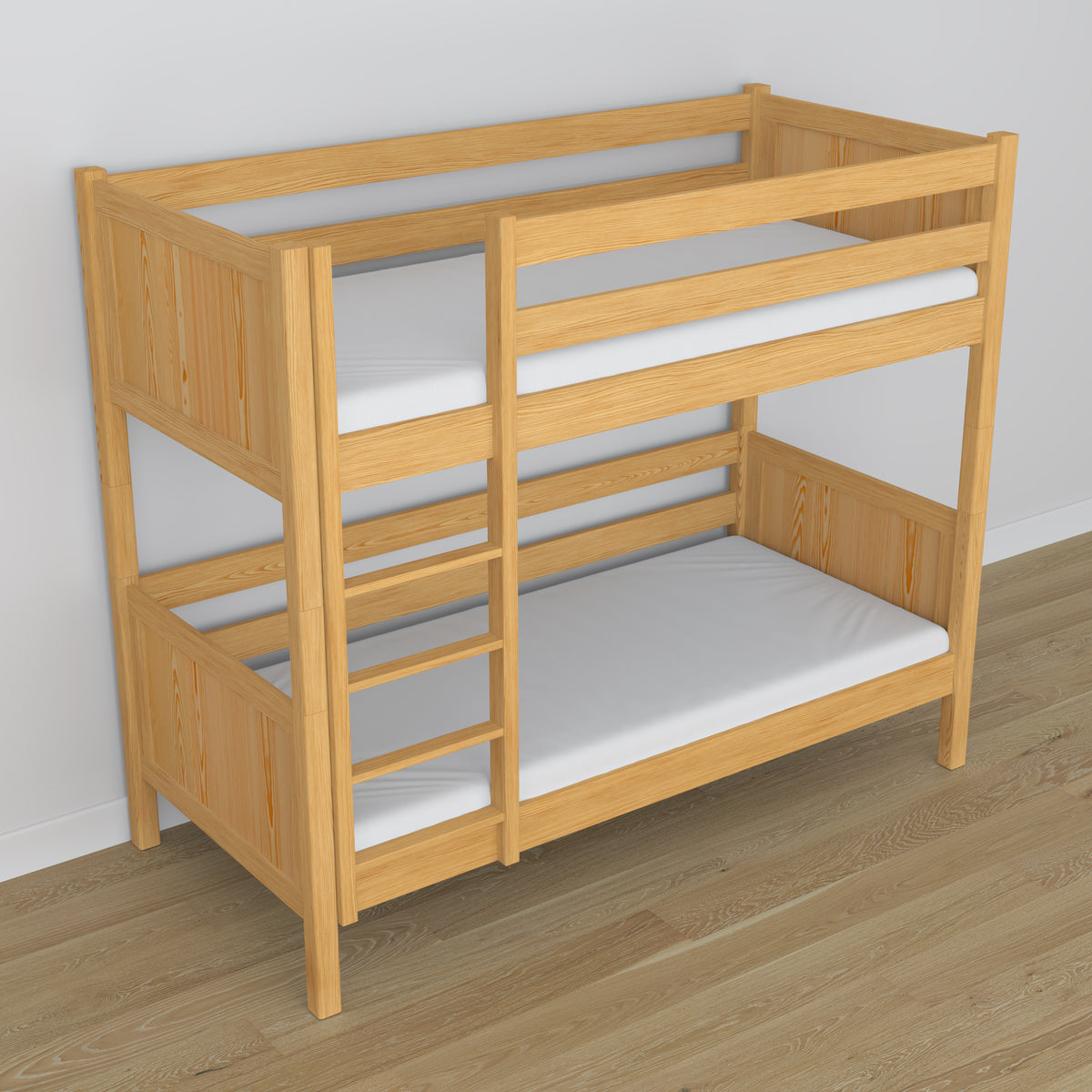 Natural Pine Bunk Bed in Children’s Room – Scandi Arrangement, Wooden