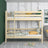 Clear Pine Bunk Bed – Wooden Ladder and Safety Rail, Nizio Home